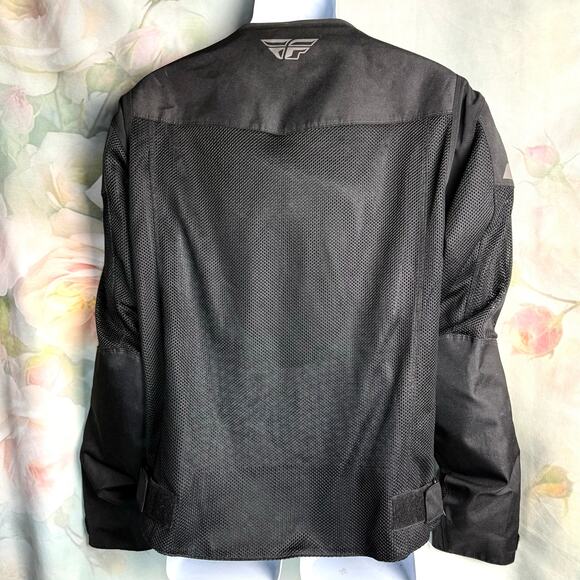 Fly Racing Fly Street Flux Air Black Mesh Padded Armor Zip Up Motorcycle Jacket - Picture 4 of 6